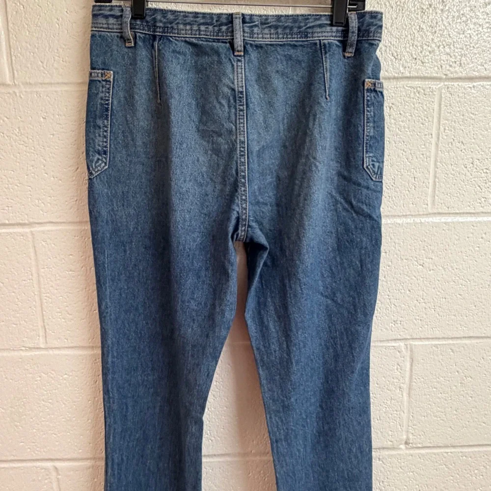 We The Free Womens 28 Straight Leg Raw Hem Patch Pocket Denim Jeans Blue Cotton